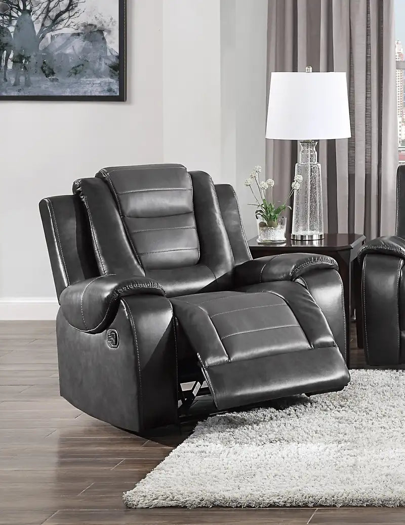 Luxury Gray Reclining Glider Chair - Faux Leather