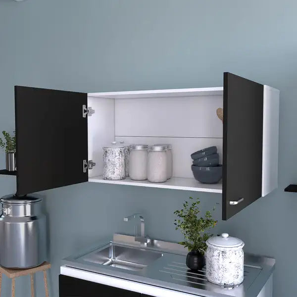 Carbon Espresso Rectangle Wall Cabinet: 2-Door Storage