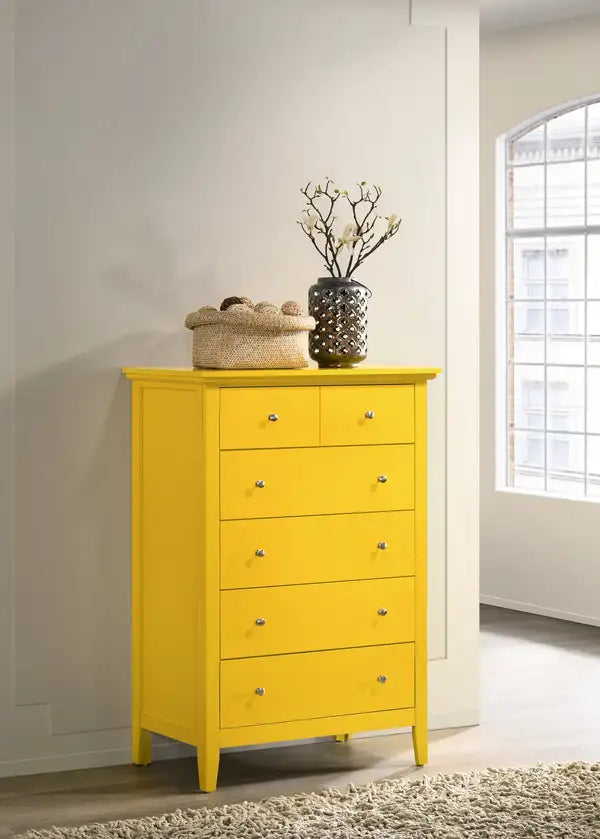 Hammond Chest - Yellow - 5 Drawer Storage Chest by Glory Furniture - Minihomy