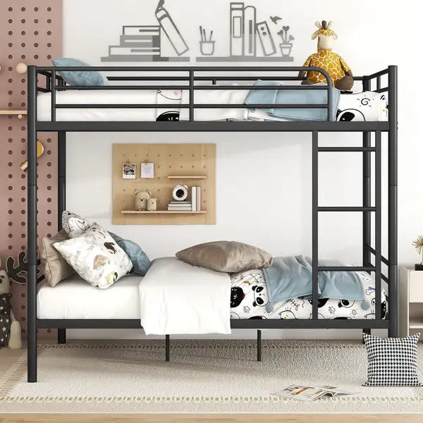 Black Metal Full Over Full Bunk Bed for Kids & Adults