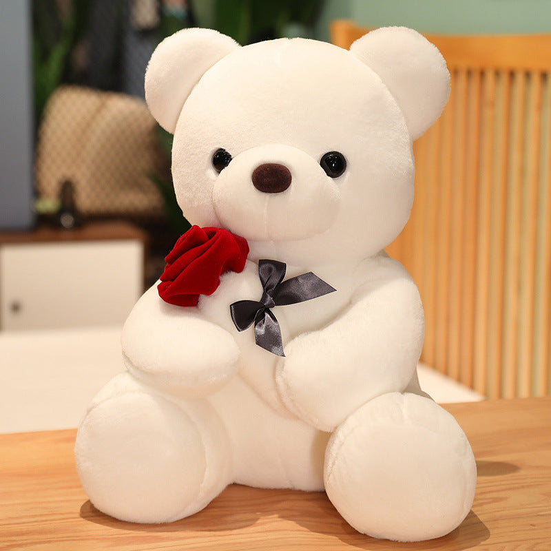 Lovely Hug Roses Teddy Bear Plush Pillow - Soft Stuffed Animal Dolls - Minihomy