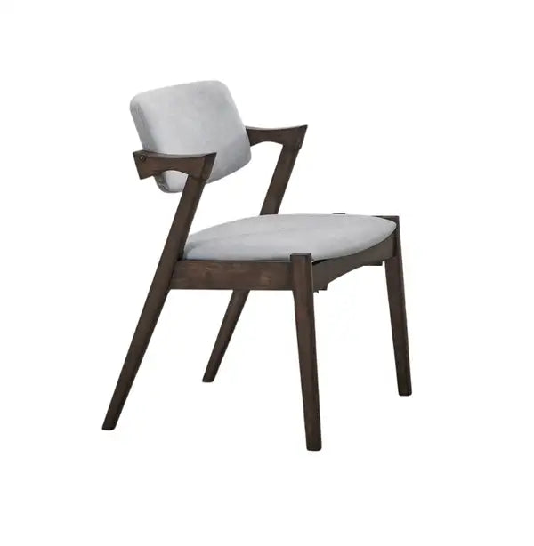 Mid-Century Modern Dining Chairs Set of 2 - Solid Wood & Upholstered Cushion - Walnut Rubberwood - Minihomy