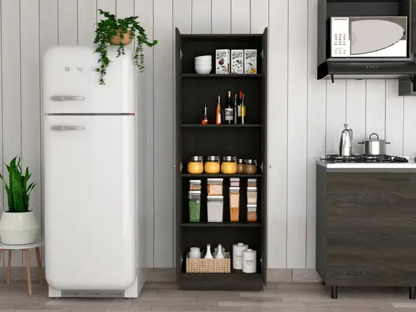 Buxton Tall Cabinet: 2-Door Storage, Espresso & Black