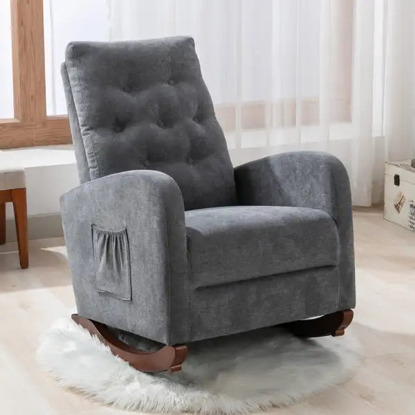 Modern Nursery Rocking Chair, High Back, Padded Seat, Baby Room