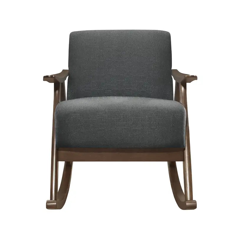 Modern Rocking Chair - Dark Gray Fabric, Walnut Finish