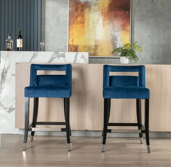 Suede Velvet Barstools with Nailheads - 26" Set of 2