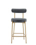 Gold Bar Stools Set of 2, 25" Counter Height Upholstered Sherpa Stools with Backs - Minihomy