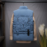 Embroidered Cotton Vest - Men's Winter New Stand-up Collar Cotton Vest