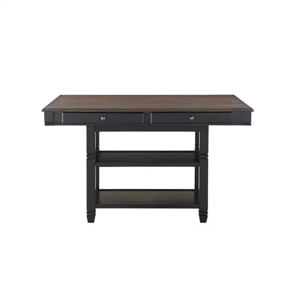 Counter Height Dining Table with Storage & Shelves - Natural/Black