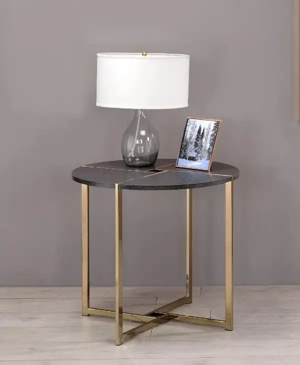 ACME Bromia Black & Champagne End Table - 83007