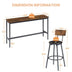 Industrial Bar Table Set with 3 Stools - Rustic Brown & Black, 63" Kitchen Breakfast Table - Minihomy