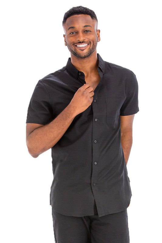 Casual Short Sleeve Solid Shirts