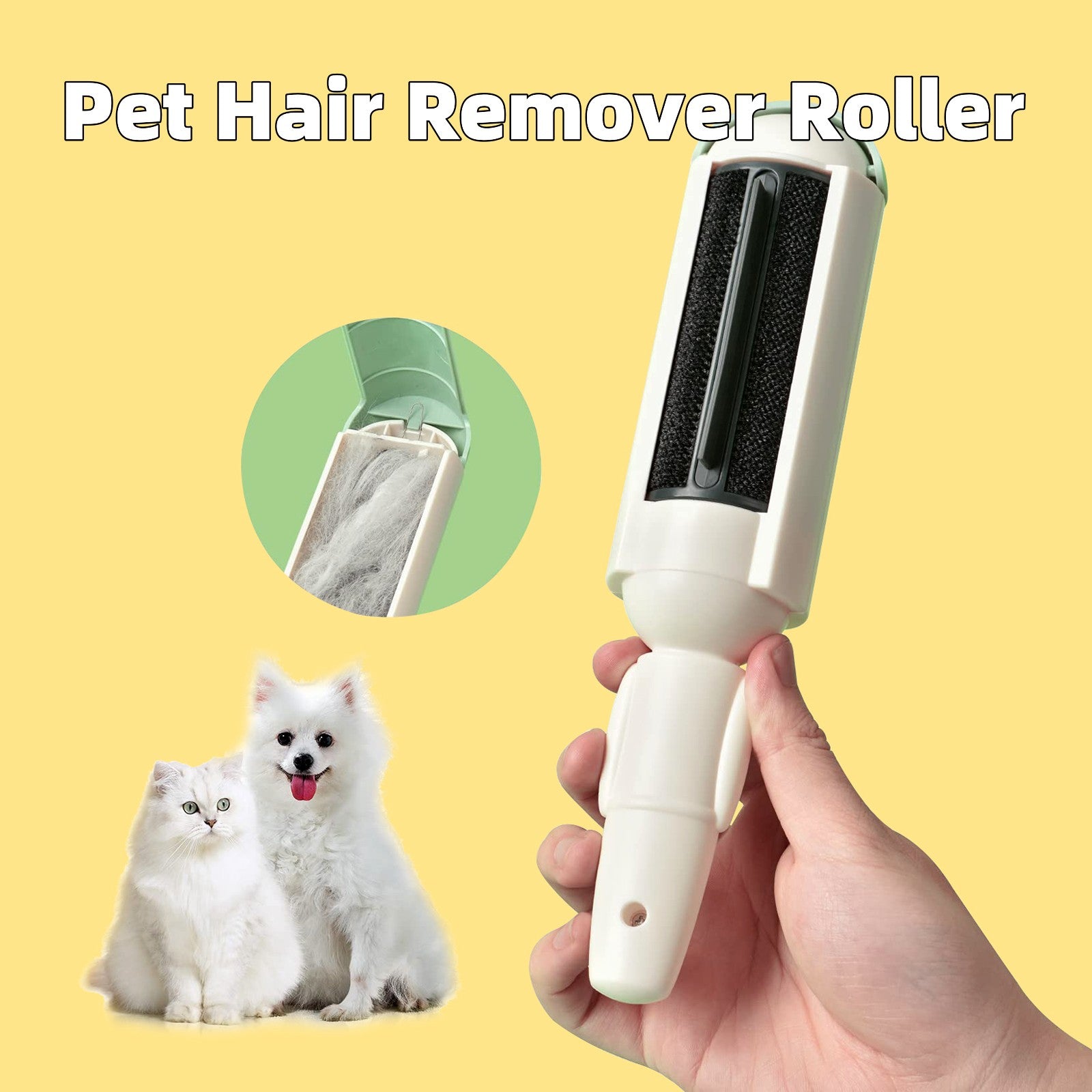 Pet Hair Remover Roller - Portable Lint Roller with Self-Cleaning Base