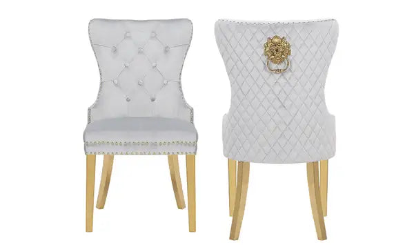 Simba Gold Velvet Dining Chair Set - Light Gray