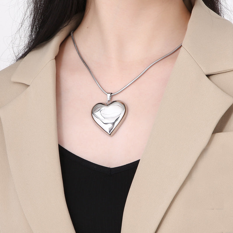 Gold Silver Hollow Heart-shaped Necklace - Ins Simple, Versatile, Personalized Love Necklace