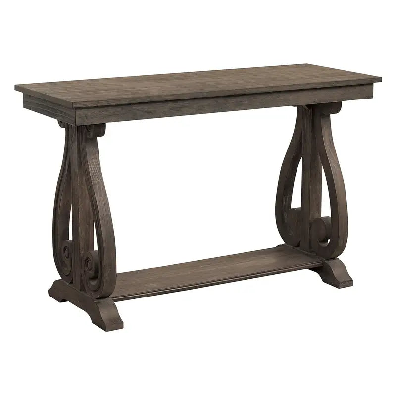 Dark Oak Sofa Table with Shelf - Classic Traditional Wooden Living Room Furniture