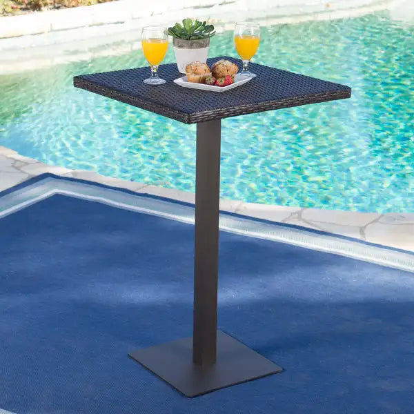 Rattan Square Bar Table - 26 Inch, Outdoor Patio Furniture