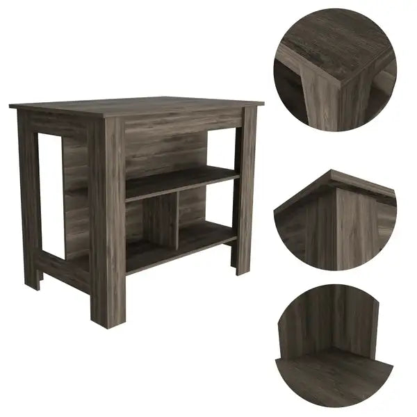 Dark Brown 3-Shelf Kitchen Island Cart - Storage Organizer