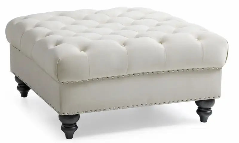 Elegant Ivory Traditional Storage Ottoman