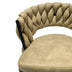 Light Brown Leather Woven Bar Stools Set of 2 - Swivel, Backrest, Footrest - Black Legs - Minihomy