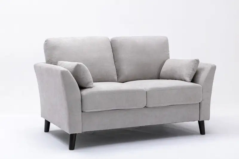 Gray Loveseat, 57 Inch Damian Woven Fabric Sofa