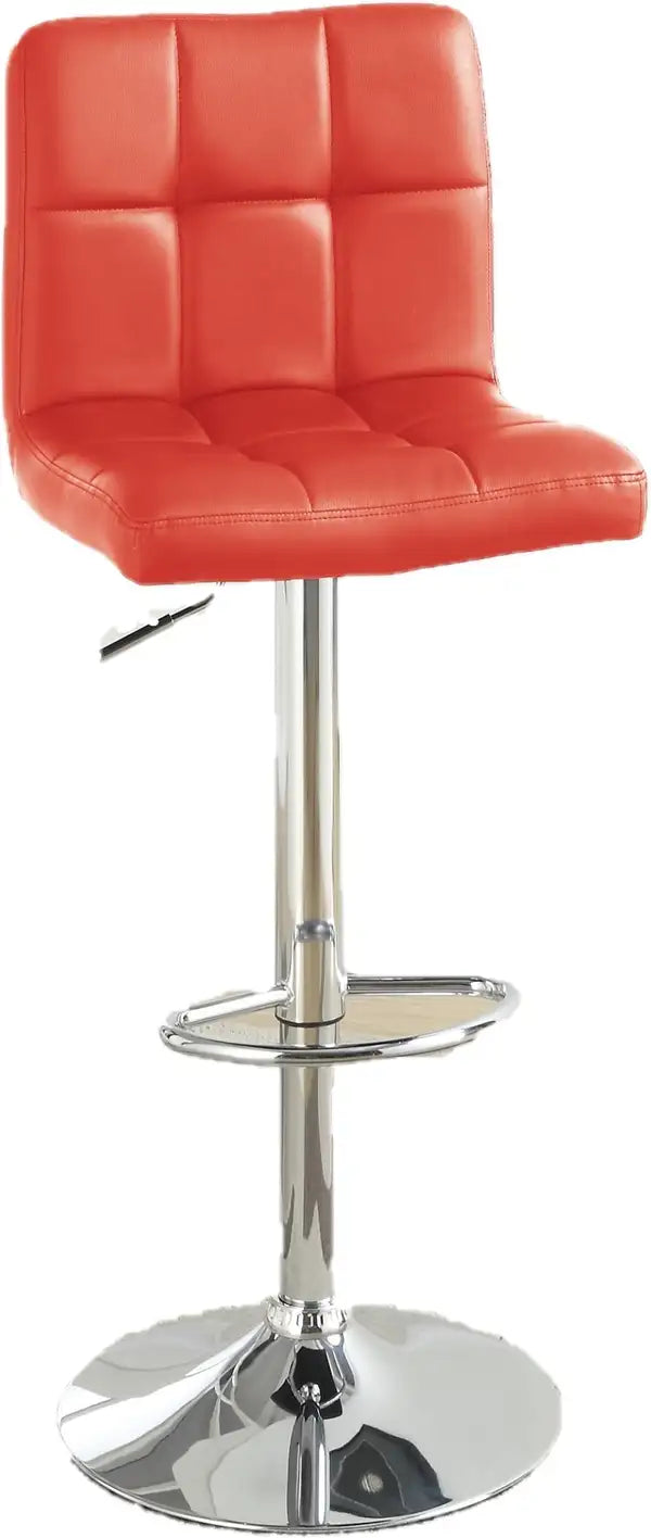 Red Faux Leather Bar Stools - Set of 2, Adjustable Height, Gas Lift