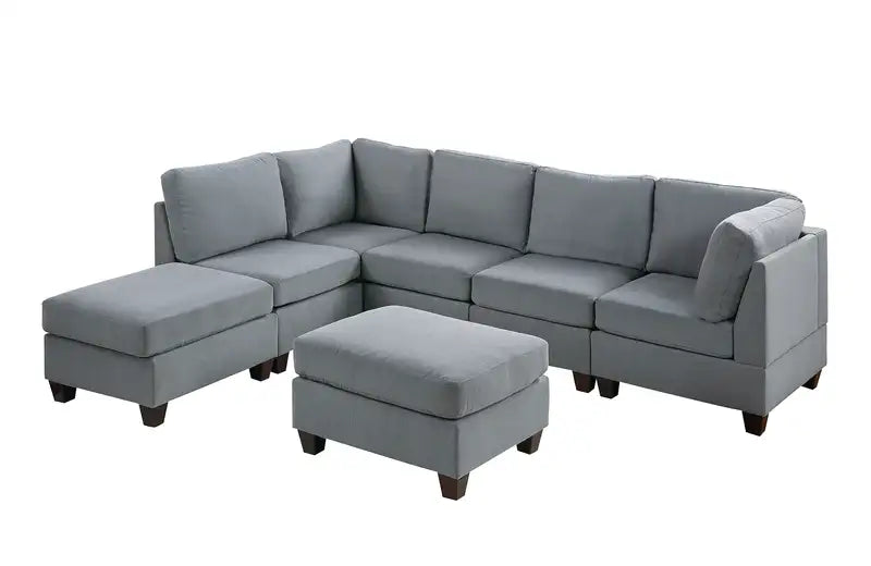 7-Piece Gray Modular Sofa Set