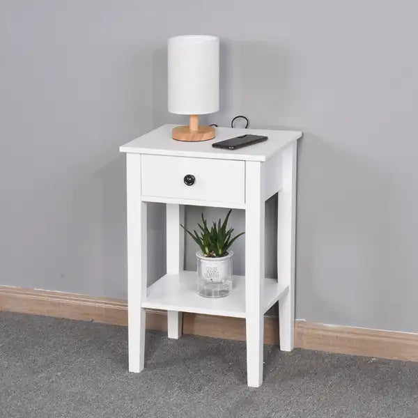 White Bathroom Storage Cabinet with Drawer - Floor Standing