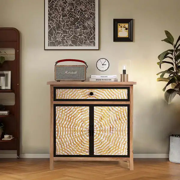 Vintage Storage Cabinet with Drawers & Doors - Natural Wood Sideboard Buffet for Living Room, Dining Room, Bathroom