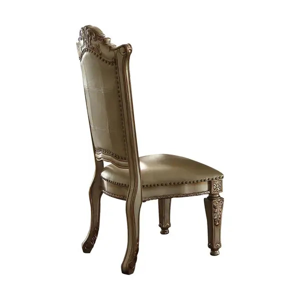 Bone & Gold Patina Side Chairs with Nailhead Trim (Set of 2)