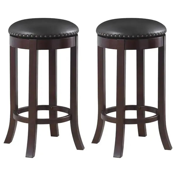 Dark Brown & Medium Brown Swivel Bar Stools (Set of 2) - Modern Kitchen Counter Seating - Minihomy