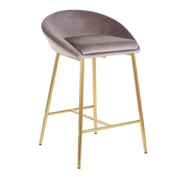 LumiSource Matisse Glam Counter Stools - Gold Frame, Silver Velvet (Set of 2)