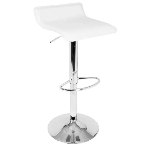 LumiSource Ale White PU Leather Adjustable Bar Stools (Set of 2)