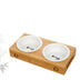 Bamboo & Ceramic Pet Dog Bowls - Single, Double, & Triple Sets - Stainless Steel Table - Minihomy