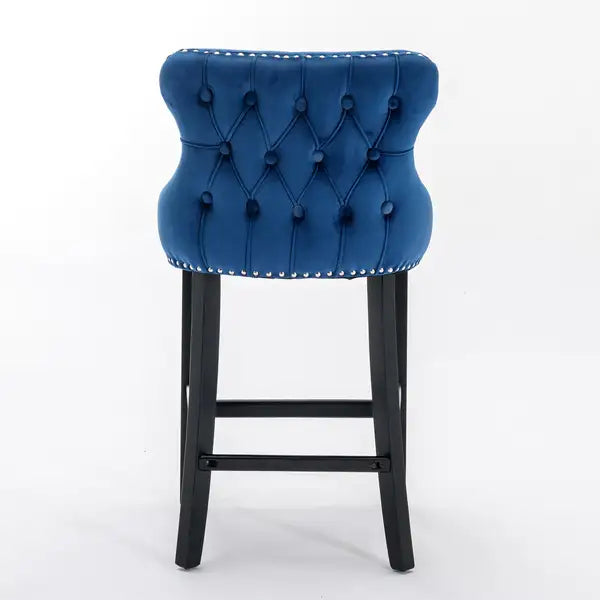 Blue Velvet Wingback Barstools with Nailhead Trim - Set of 2 (SW1824BL) - Minihomy