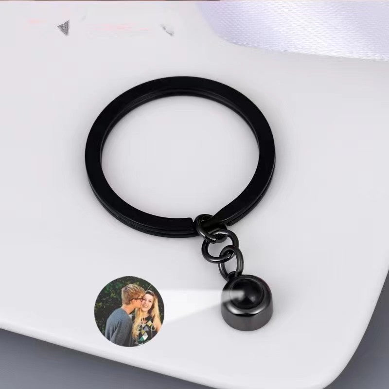 Personalized Photo Projection Key Chain Simple Custom Picture Small Circle Keyring For Women Men Memory Birthday Christmas Gift