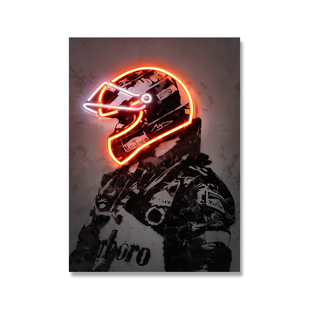 Neon Wall Art Poster Canvas Painting Vintage Helmet