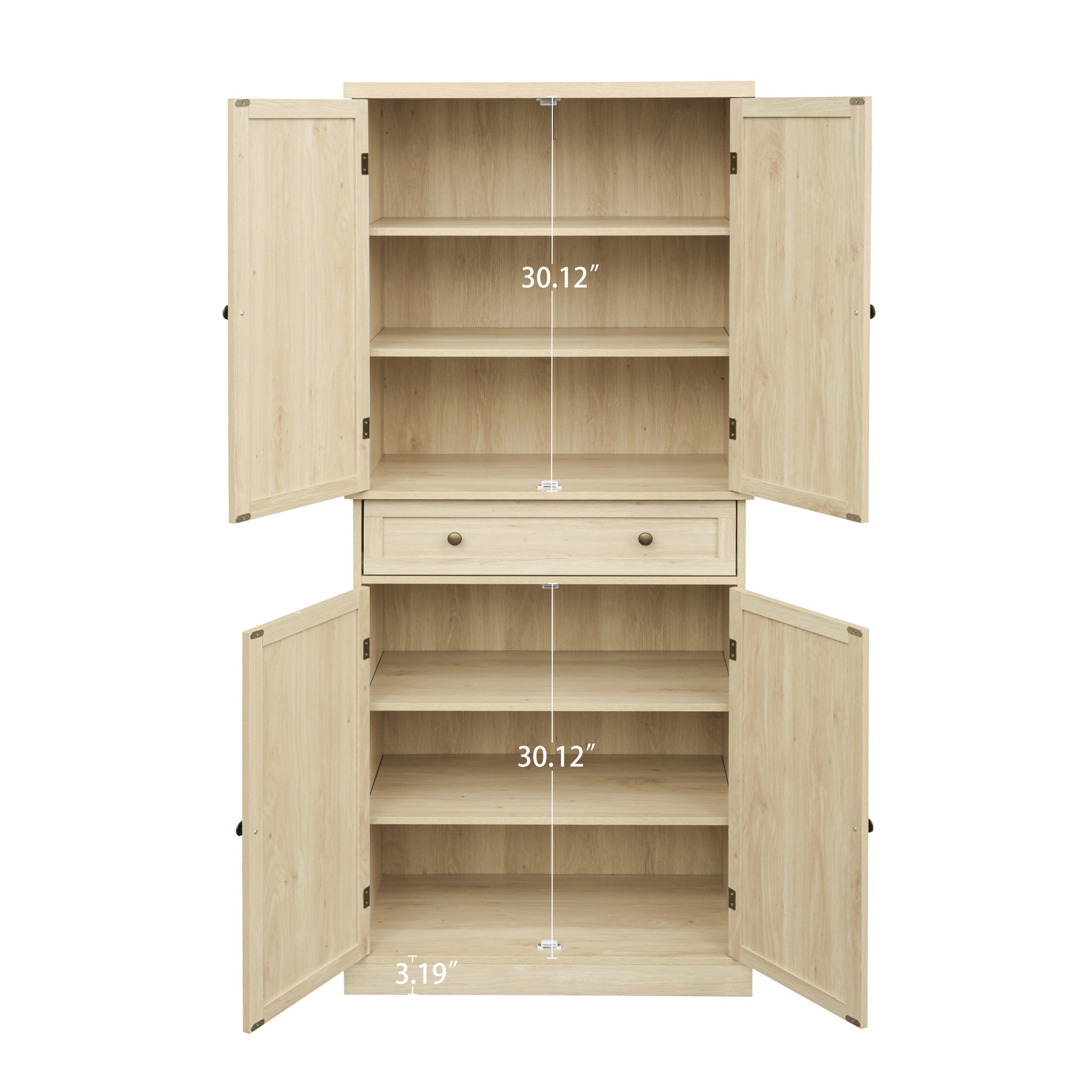 4 Door Storage Cabinet with Drawer & Adjustable Shelves