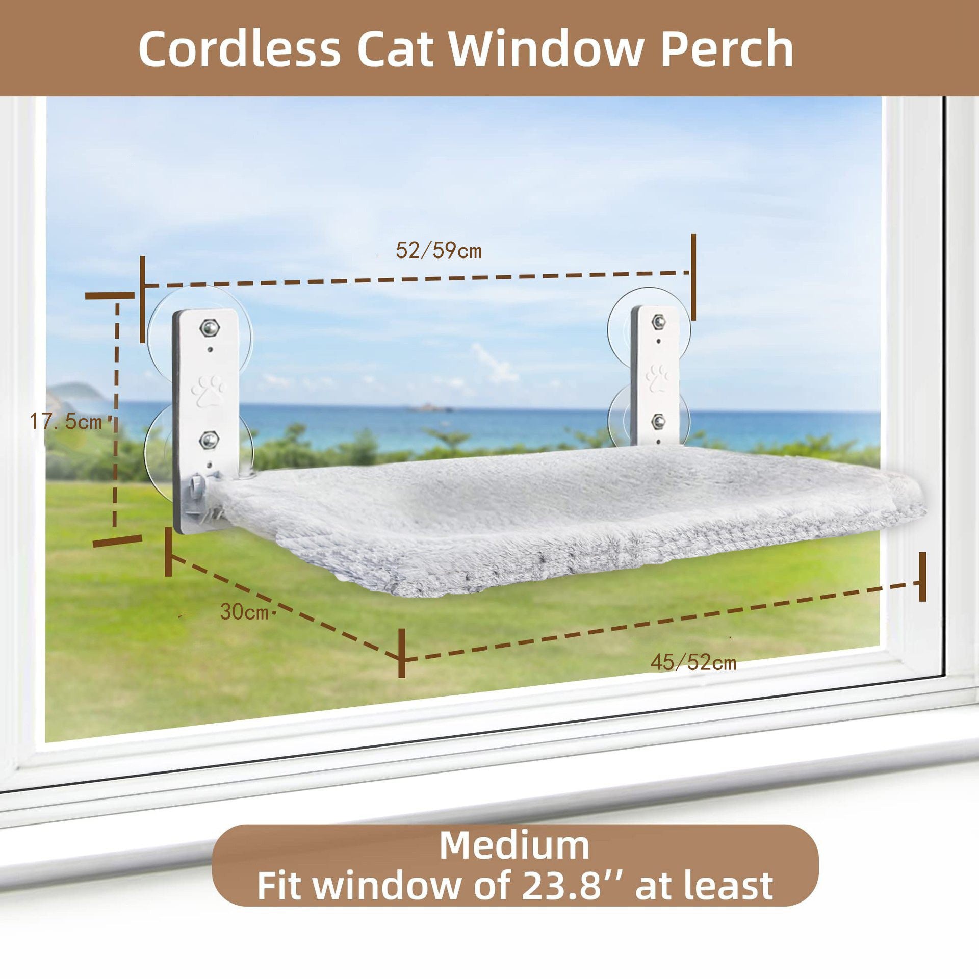 Cordless Cat Hammock Window Perch - Foldable Indoor Pet Seat