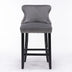 Gray Velvet Wingback Barstools Set of 4 with Button Tufted & Chrome Nailhead Trim - SW1824GY - Minihomy