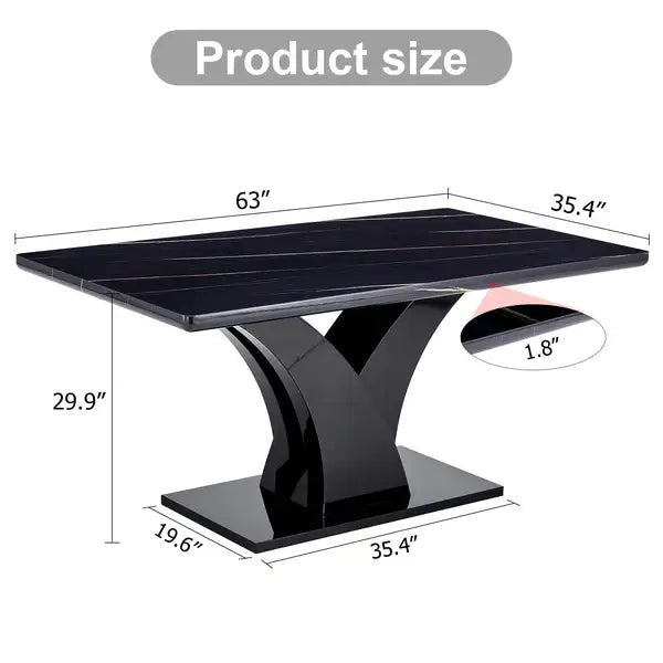 Black Modern Dining Table with MDF Legs - F-790 for Home & Office - Minihomy