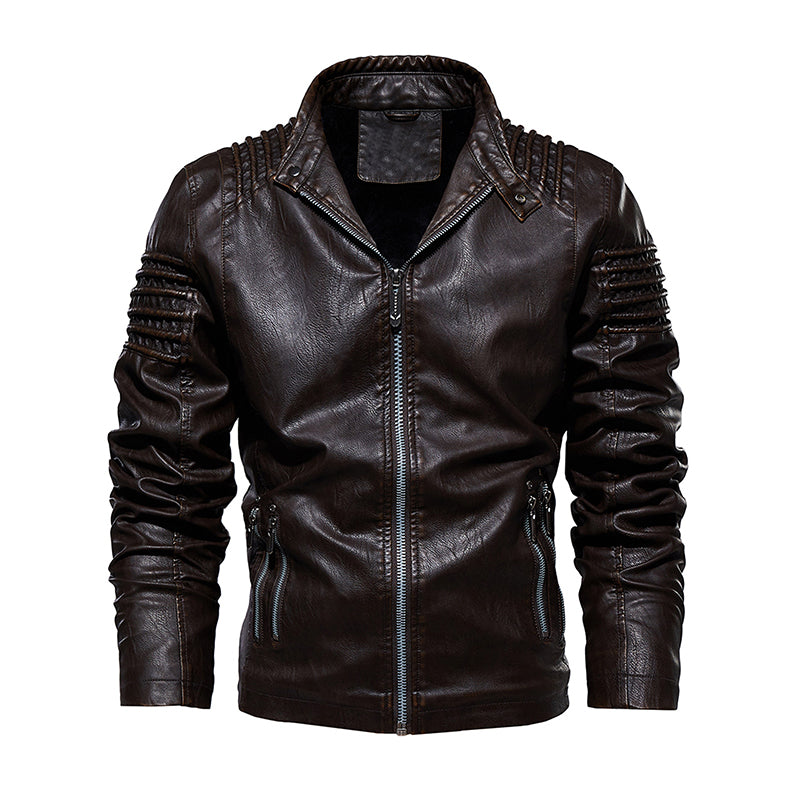 Men Leather Jacket Winter And Autumn Motorcycle PU Warm Fashion Coat