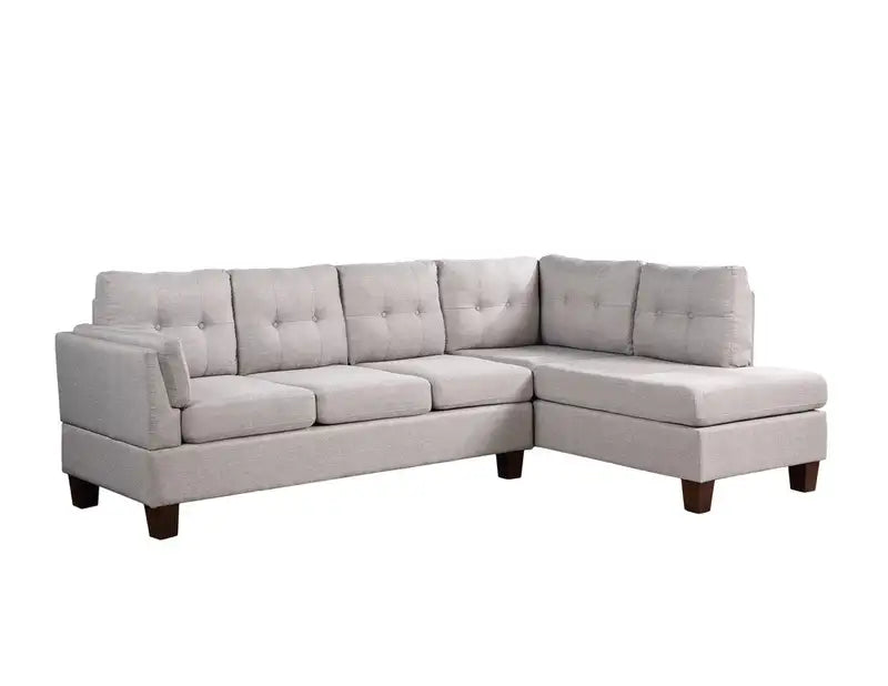 Modern Light Gray Linen Sectional Sofa with Chaise - Dalia 97"