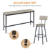 Industrial Bar Table Set with 3 Stools, Rustic Gray & Black, 63"L Kitchen Breakfast Table - Minihomy