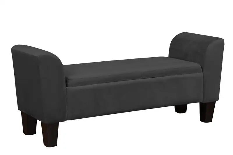 Mila 55" Black Velvet Storage Ottoman Bench