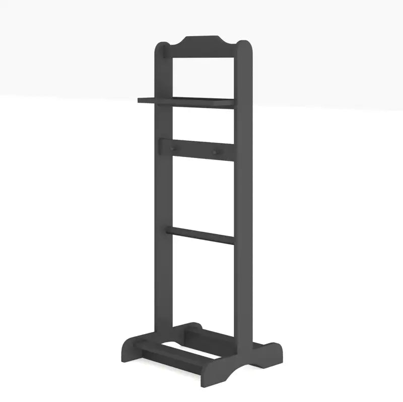 Portable Garment Rack with Storage - Black Clothes Valet Stand