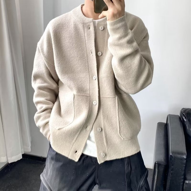 Wool Cardigan - Men's Spring and Autumn Hong Kong Style Sweater