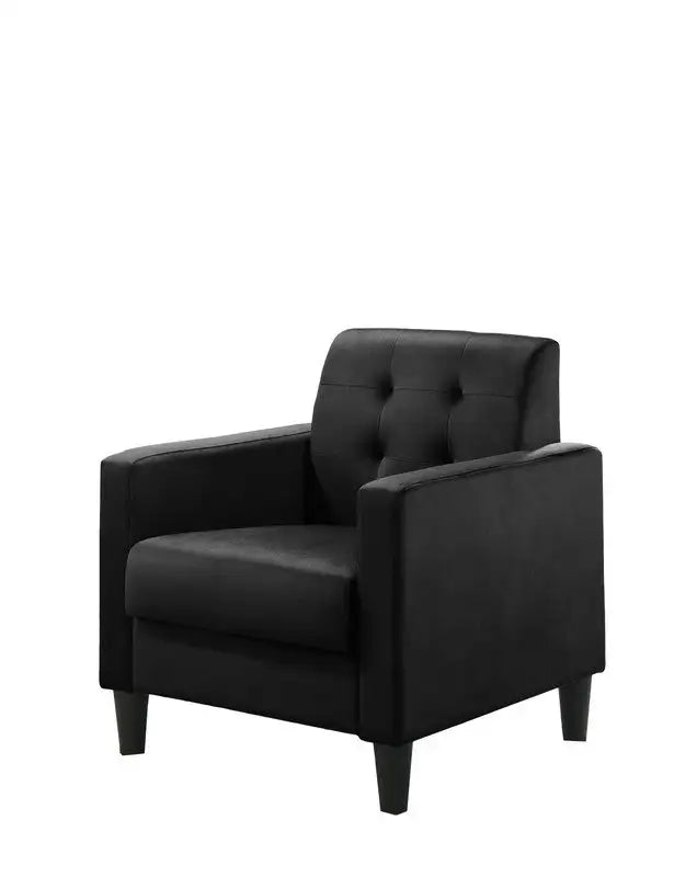 Hale Black Velvet Accent Chair - 27.5" Tufted Armchair