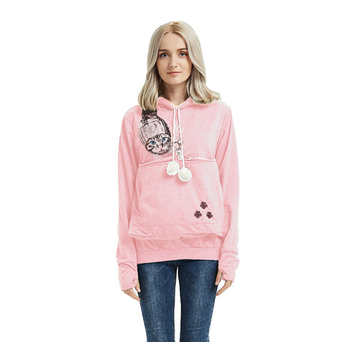 Cute Cat Hoodie Weatshirt With Big Pocket For Pets Hooded Tops Clothes