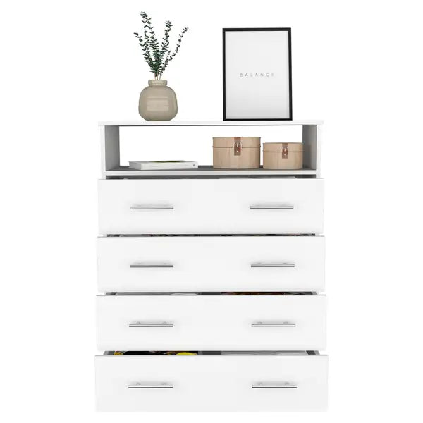 White 4-Drawer Dresser for Bedroom - Wuju Furniture